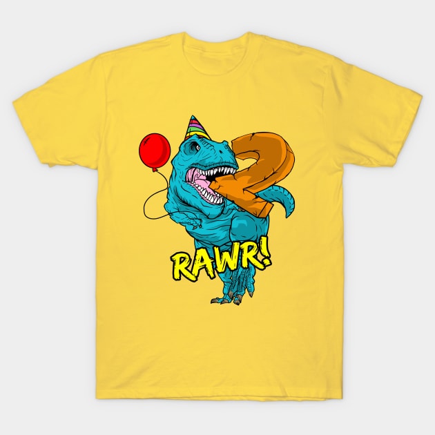 2 years old birthday dinosaur T-Shirt by randomdoods